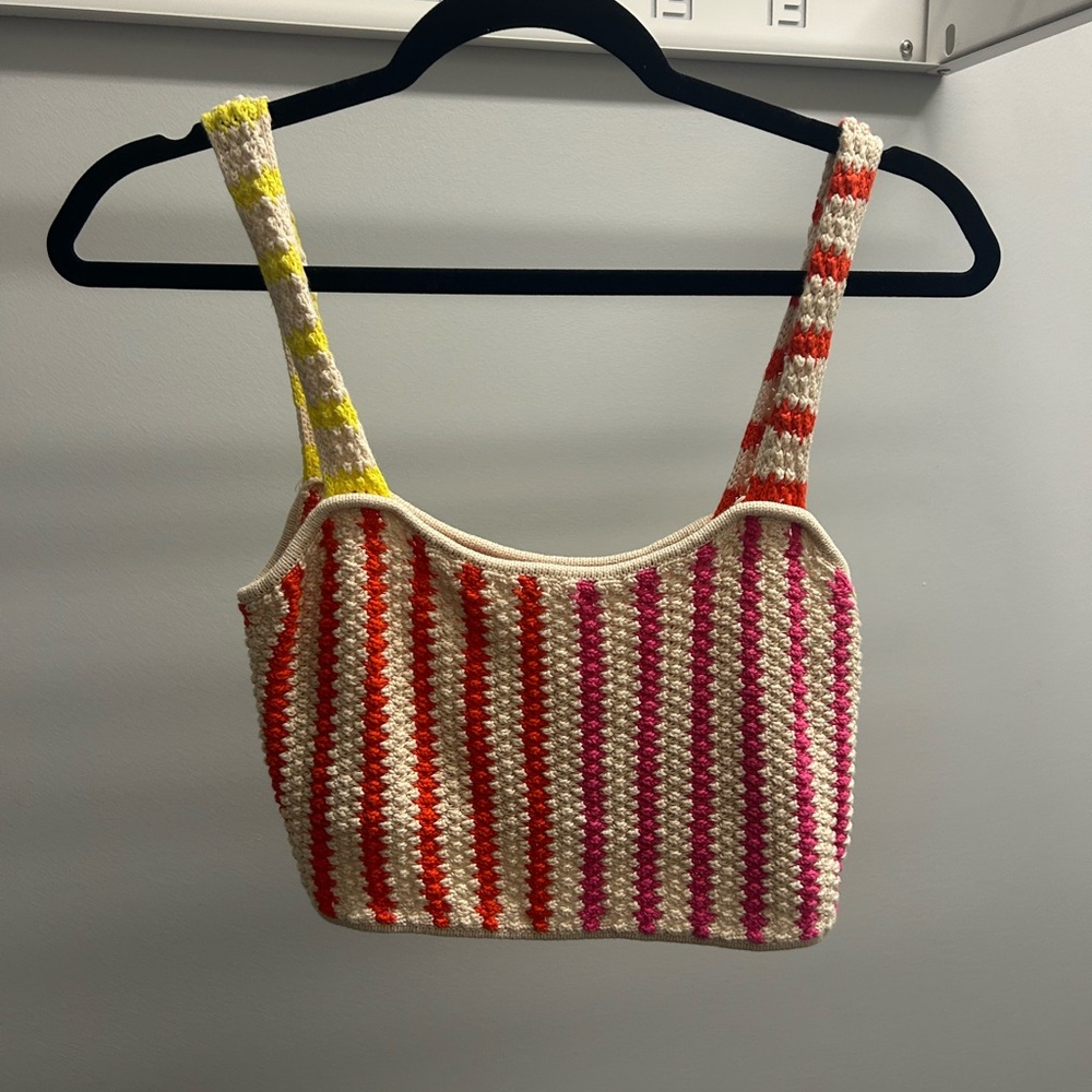 Striped Multicolor Knit Crop Top